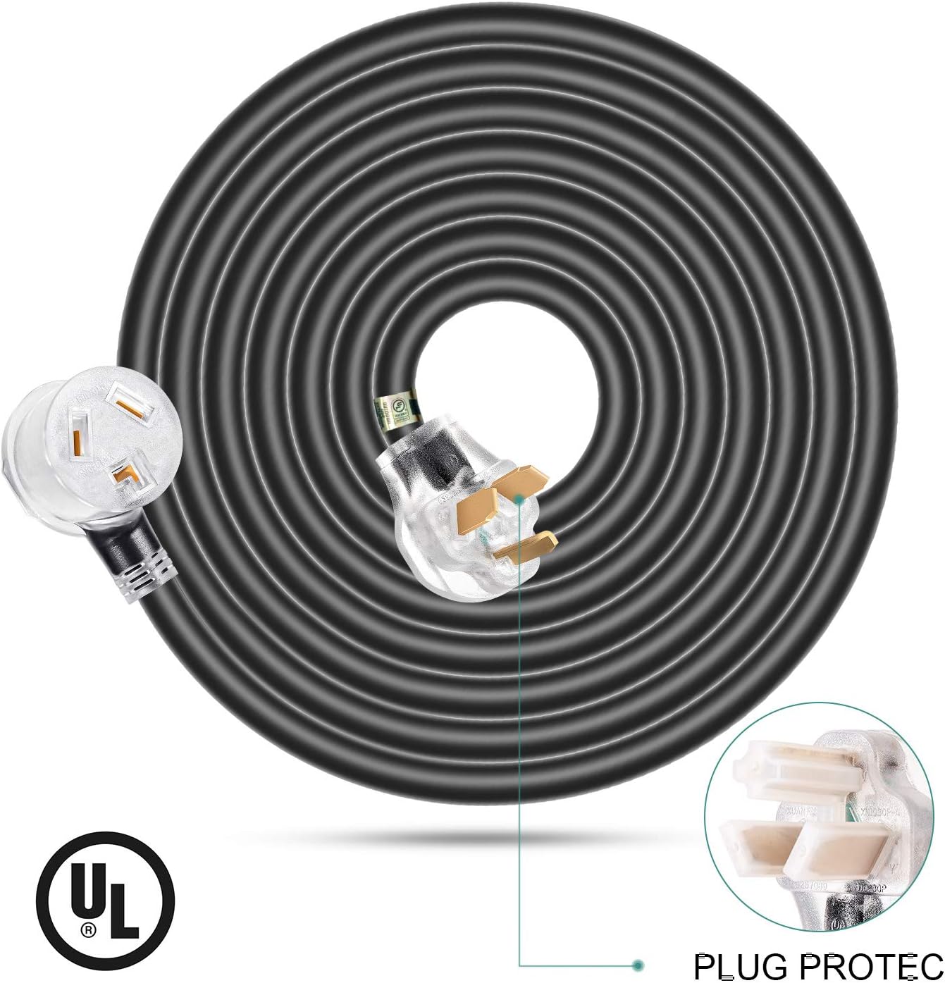 Dryer Extension Cord 3 Prong, 30 Amp, NEMA 10-30P to 10-30R, 125V/250V, 50 Feet V5266