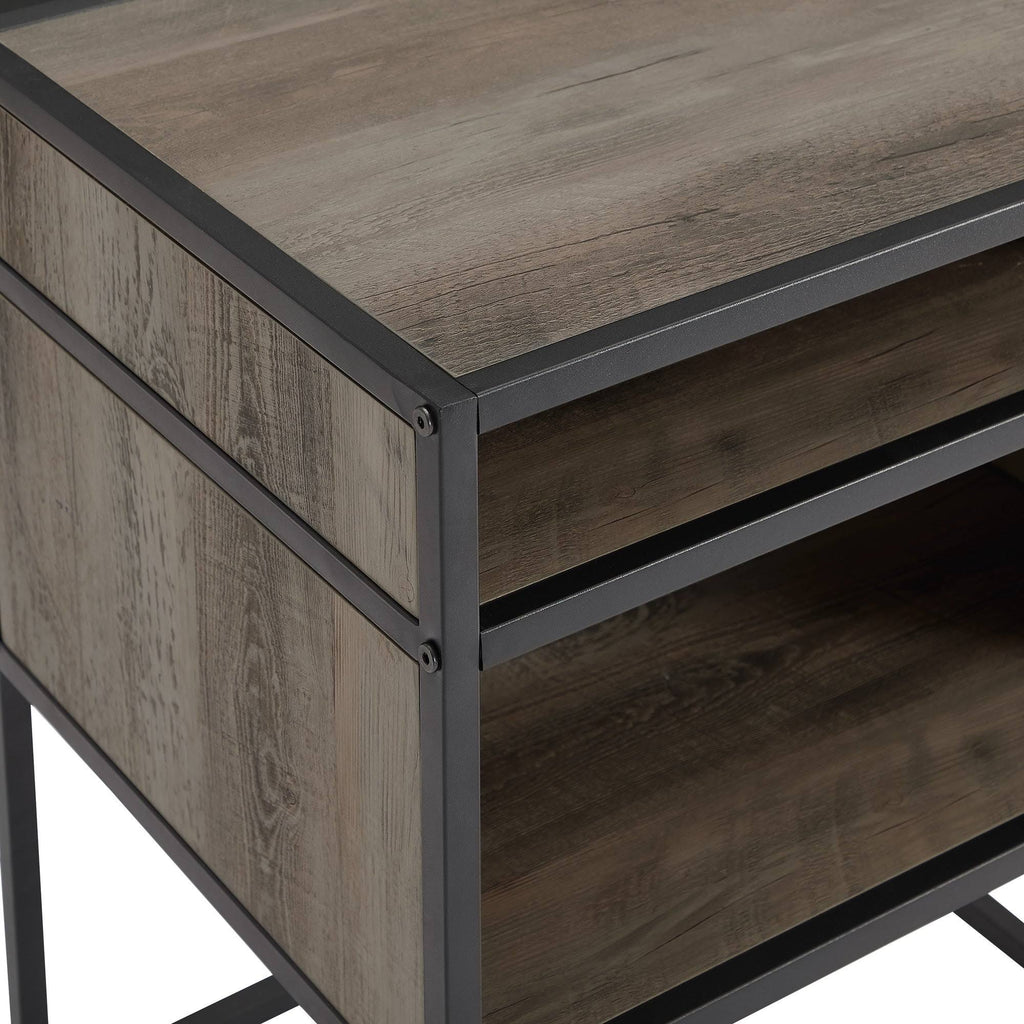 Dark Walnut Open-Shelf Side Table D72396