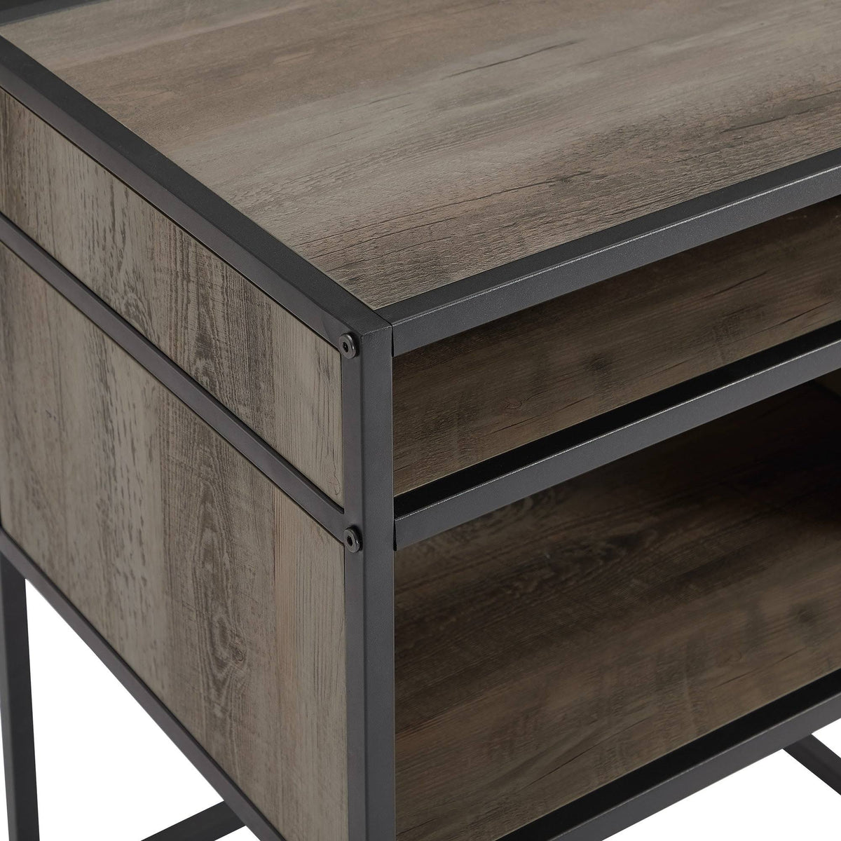 Dark Walnut Open-Shelf Side Table D72396