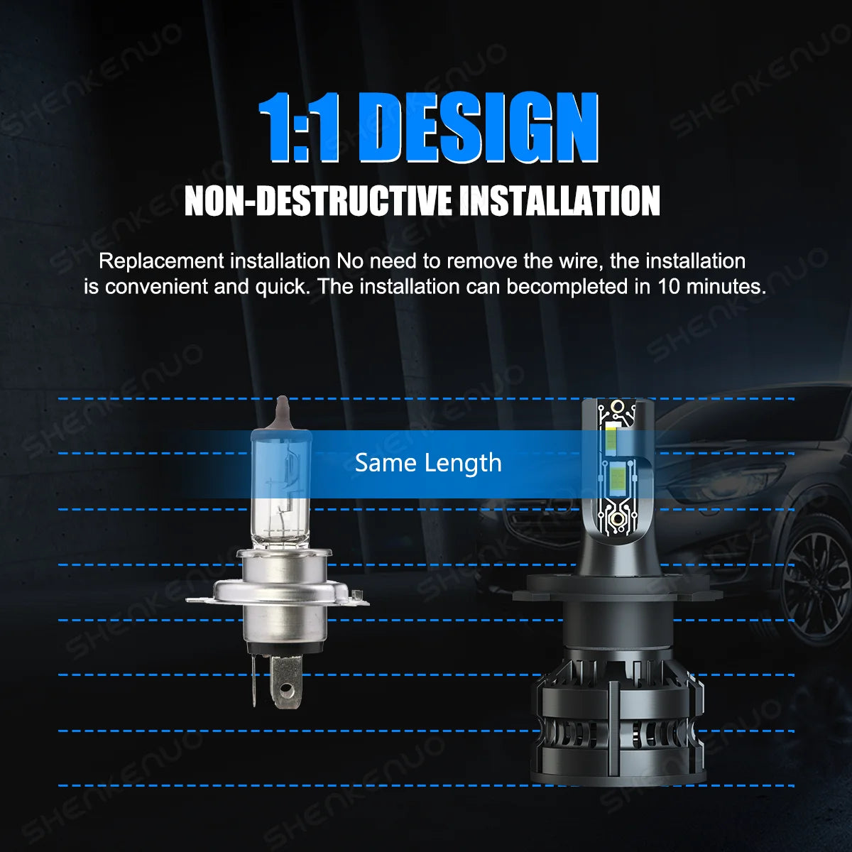 LED Headlight Bulbs 9003 H4 High and Low Beam 2pcs I23829