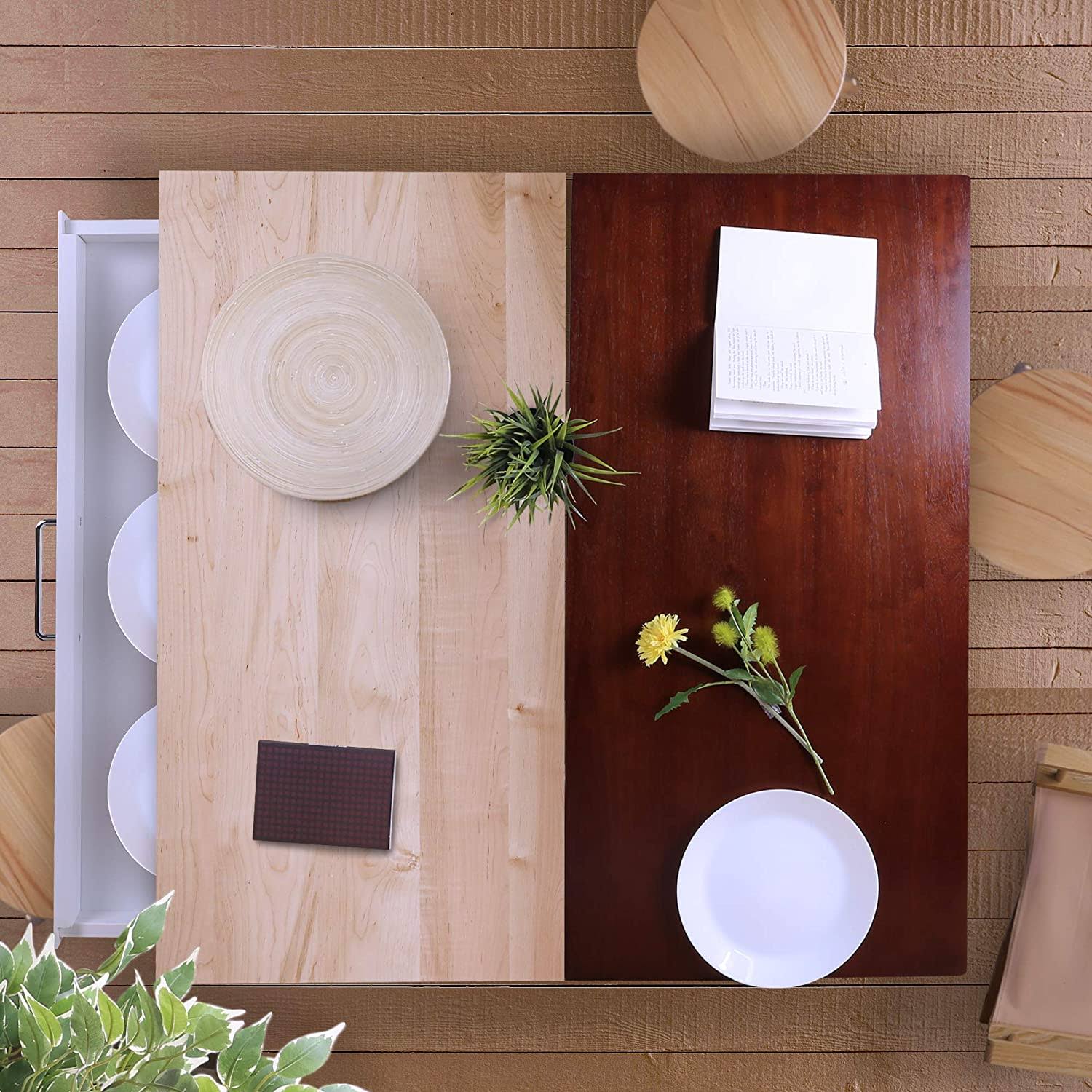 Natural/White Kitchen Island with Solid American Hardwood Top S6991