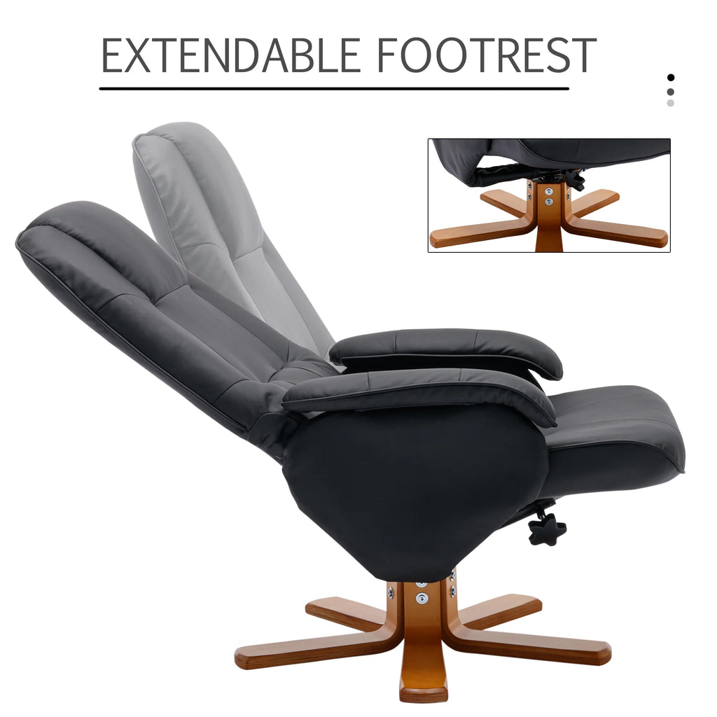 Beige Faux Leather Swivel Recliner Chair with Ottoman O16409