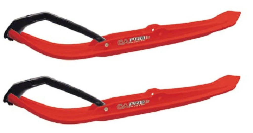Red MTX Snowmobile Skis with 10" Round Bars Complete Kit B7325