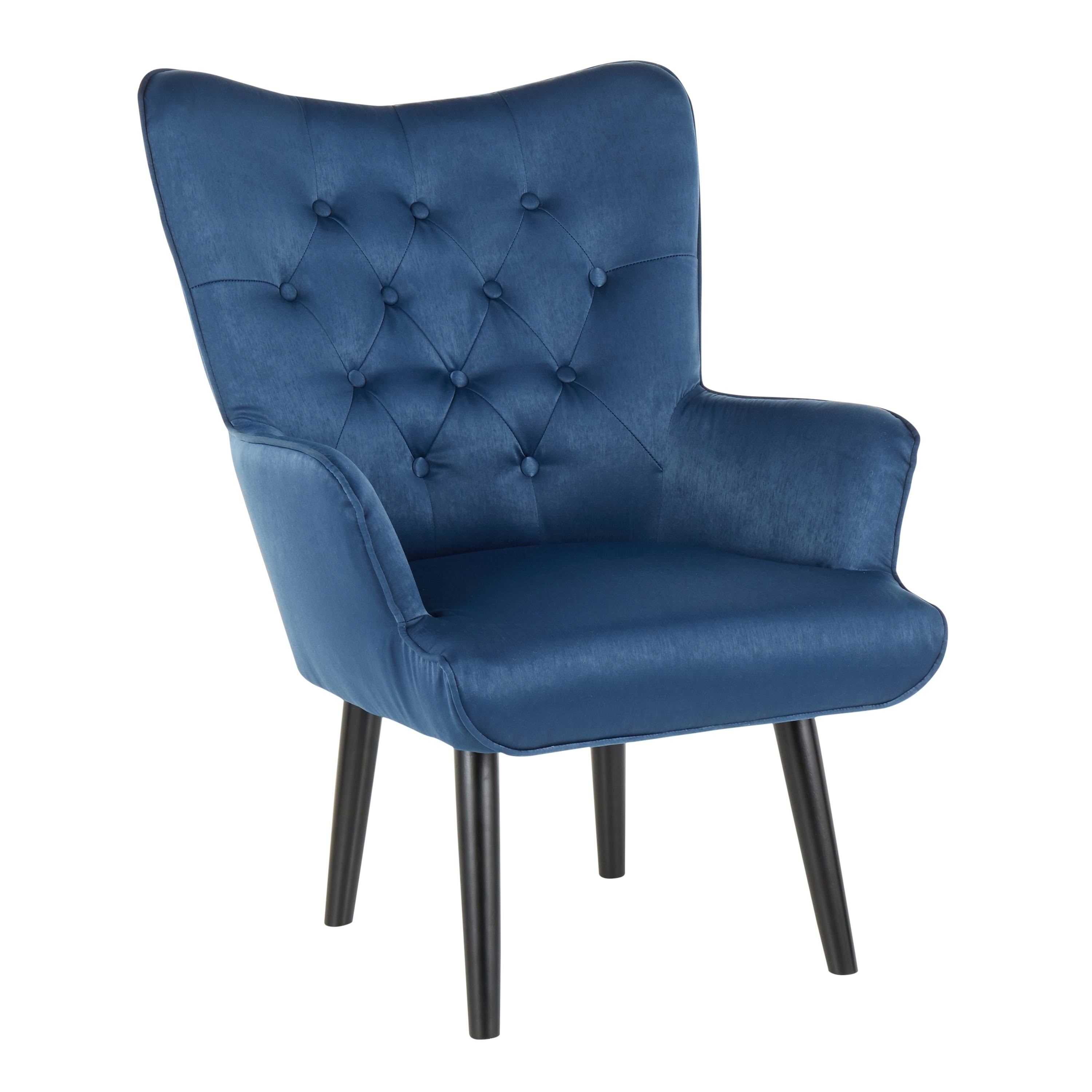 Green Satin Accent Chair with Wooden Legs J527