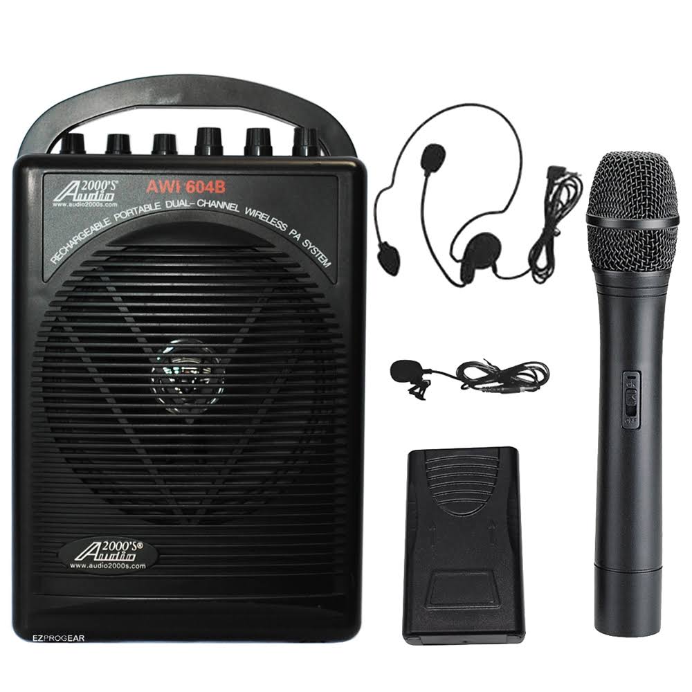 Battery Powered Dual Channel Wireless Microphone PA System B3427