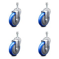 Blue Poly Swivel Caster Set of 4 with 5x22 Wheels and 10mm Stem F9441