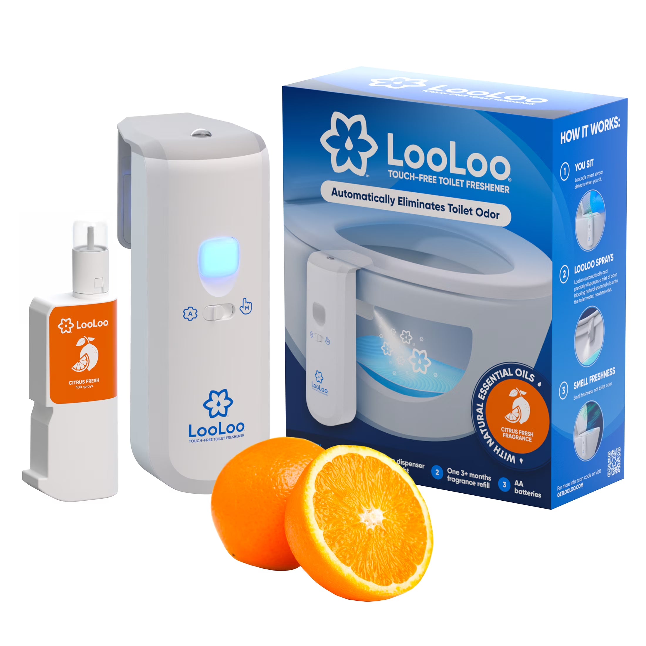 Automatic Touchless Toilet Spray Starter Kit with 1 Fragrance Bottle D4155