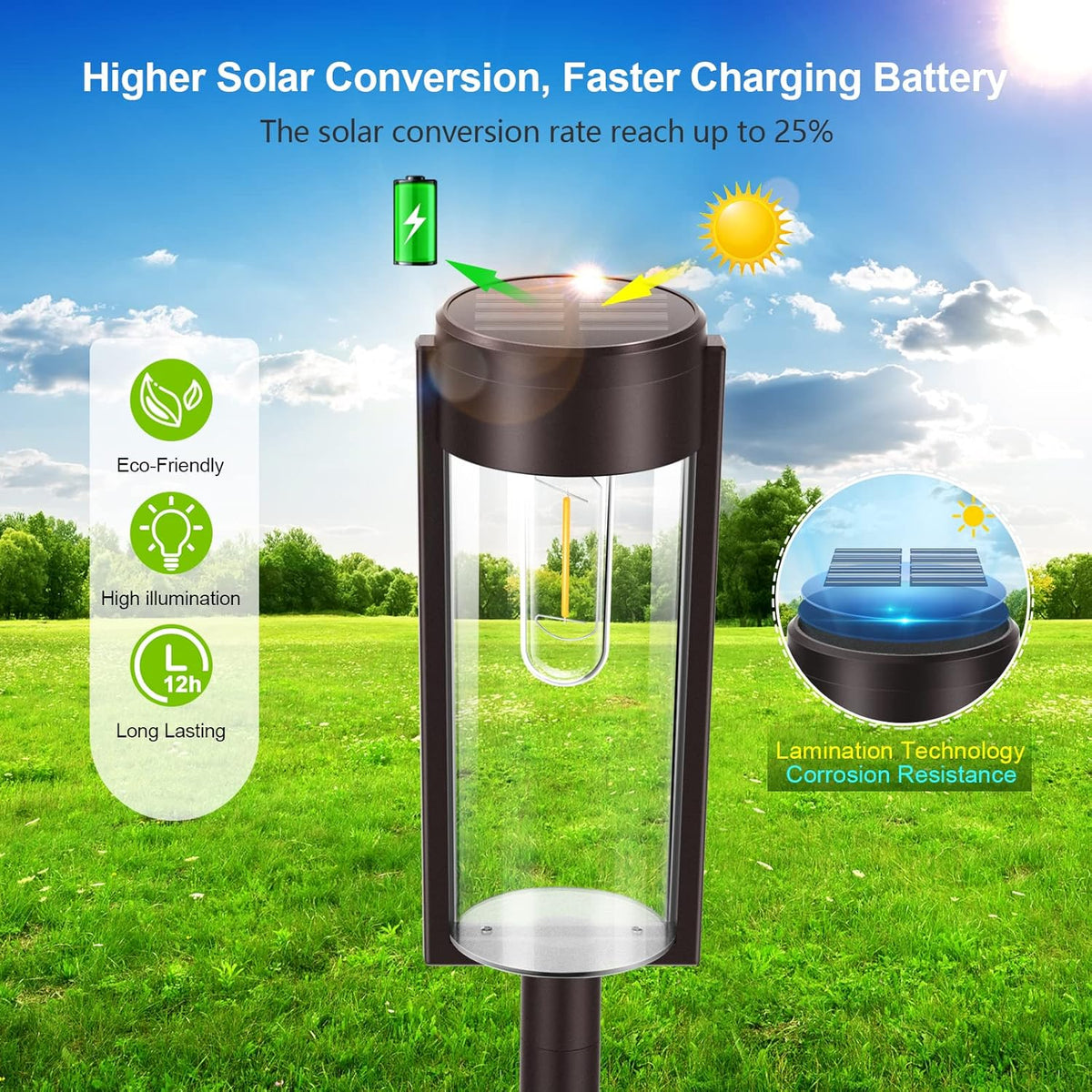 6 Pack IP65 Waterproof Solar Pathway Lights N386