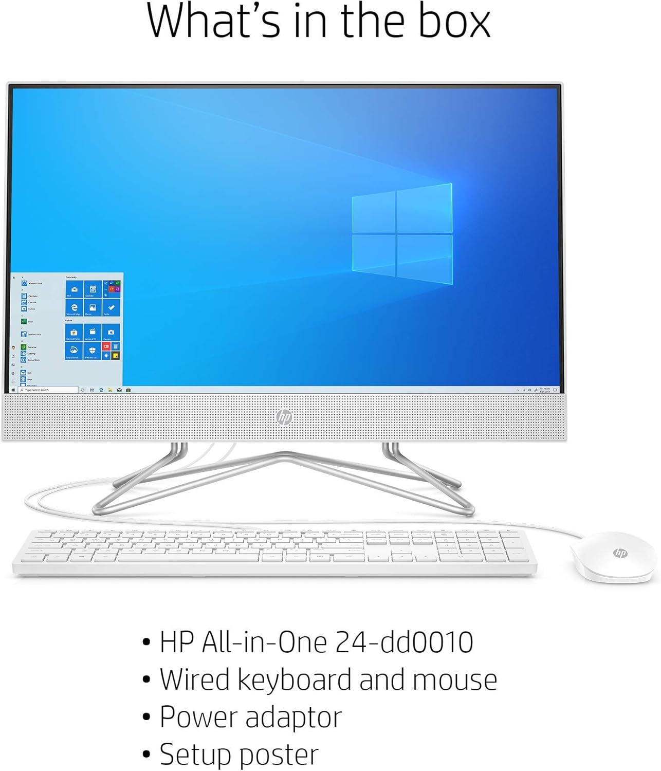 24-inch All-in-One Desktop Computer, AMD Athlon Silver 3050U, 8 GB RAM, 256 GB SSD, Windows 10 Home, White C386