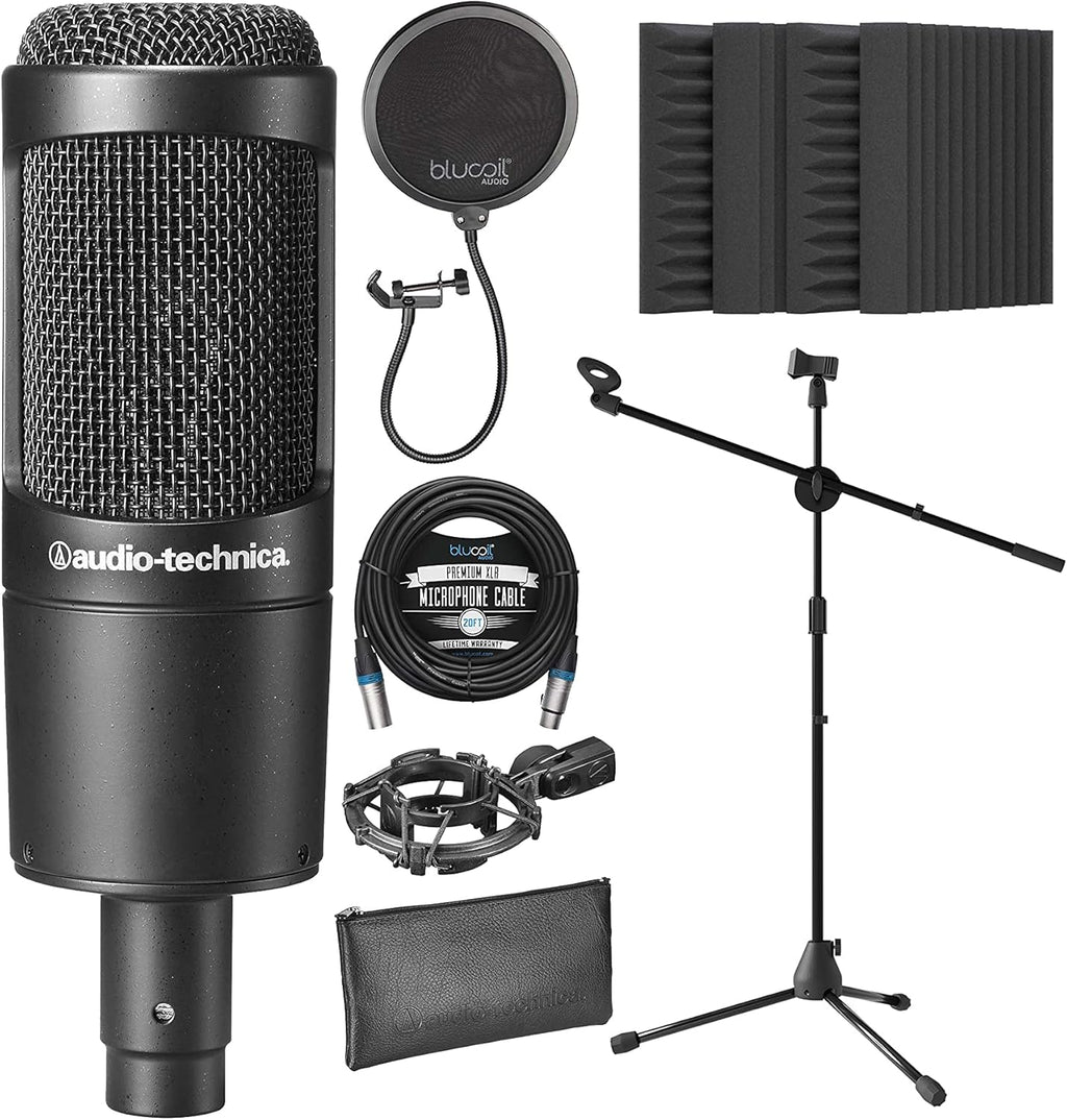 Cardioid Condenser Microphone Bundle with XLR Cable, Pop Filter, Mic Stand, and Acoustic Wedges K780024