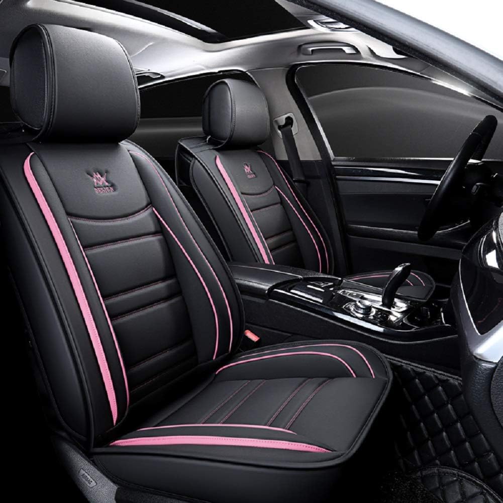 Black Leather 5 Seats Full Set Car Seat Covers B750529