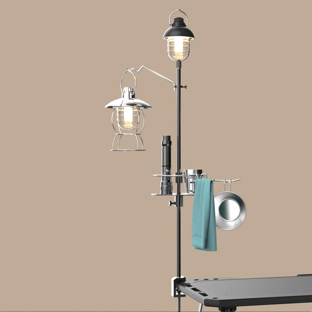 Collapsible Camping Lamp Pole Adjustable Heights Lightweight Aluminum Alloy Lantern Hanger G109745