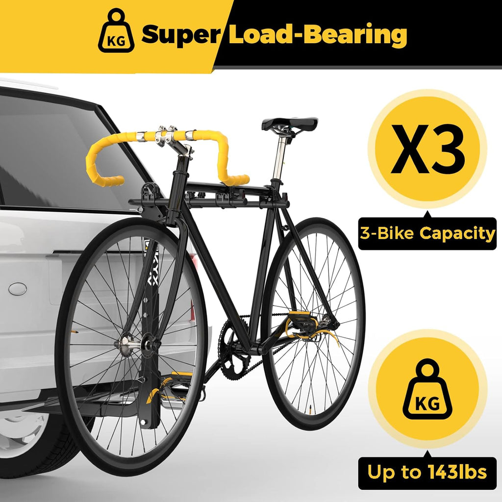 Black Steel 3 Bicycle Hitch Rack L567476