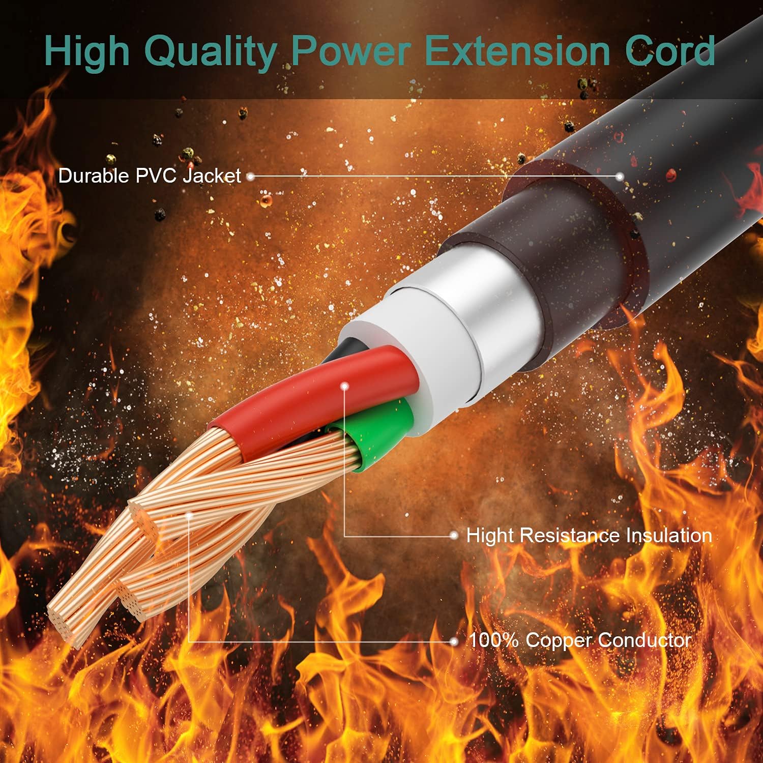 Dryer Extension Cord 3 Prong, 30 Amp, NEMA 10-30P to 10-30R, 125V/250V, 50 Feet V5266