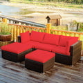 Red 5 Piece Patio Rattan Furniture Set O49104