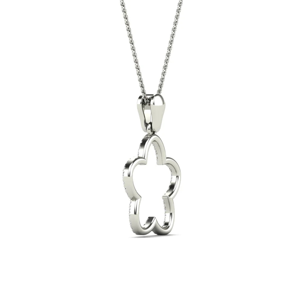 10K White Gold Diamond Clover Pendant Necklace Y135350