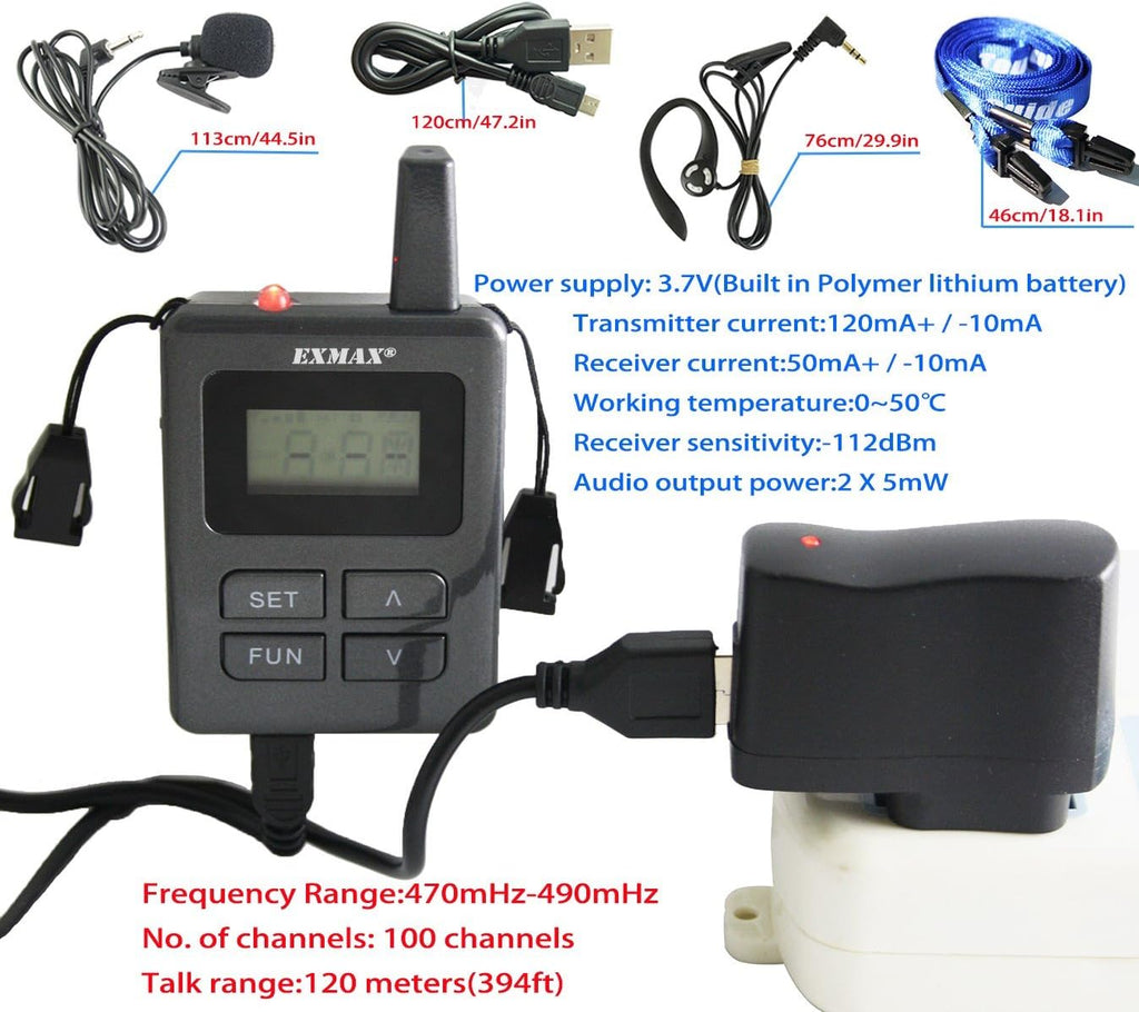 Wireless Tour Guide Whisper Acoustic Transmission System (1 Transmitter & 25 Receivers with Silver Aluminium Alloy Storage Case) Y53960