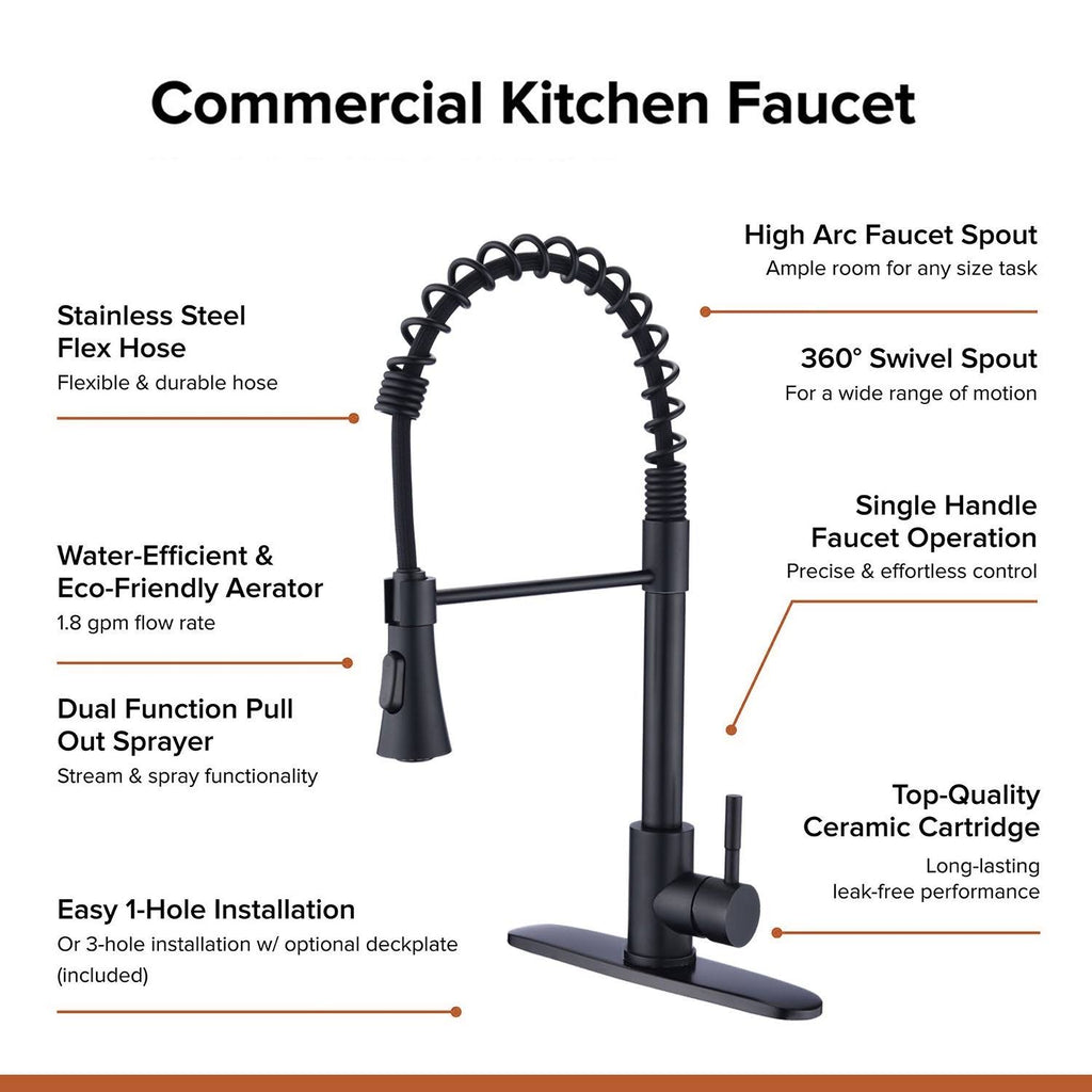 Black Kitchen Sink Faucet with Deck Plate V5947