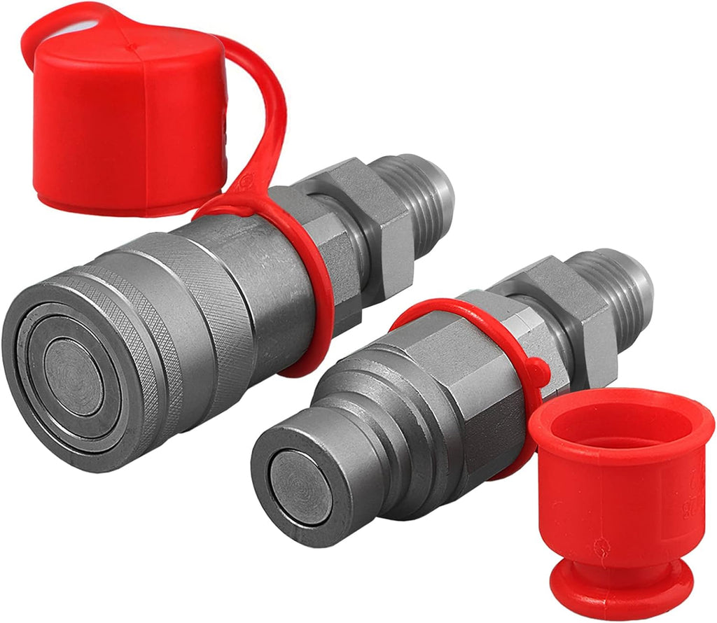 1/2" Body ISO 16028 Flat Face Hydraulic Quick Connect Couplers, 5/8″ JIC Thread, Pack of 2 P38526