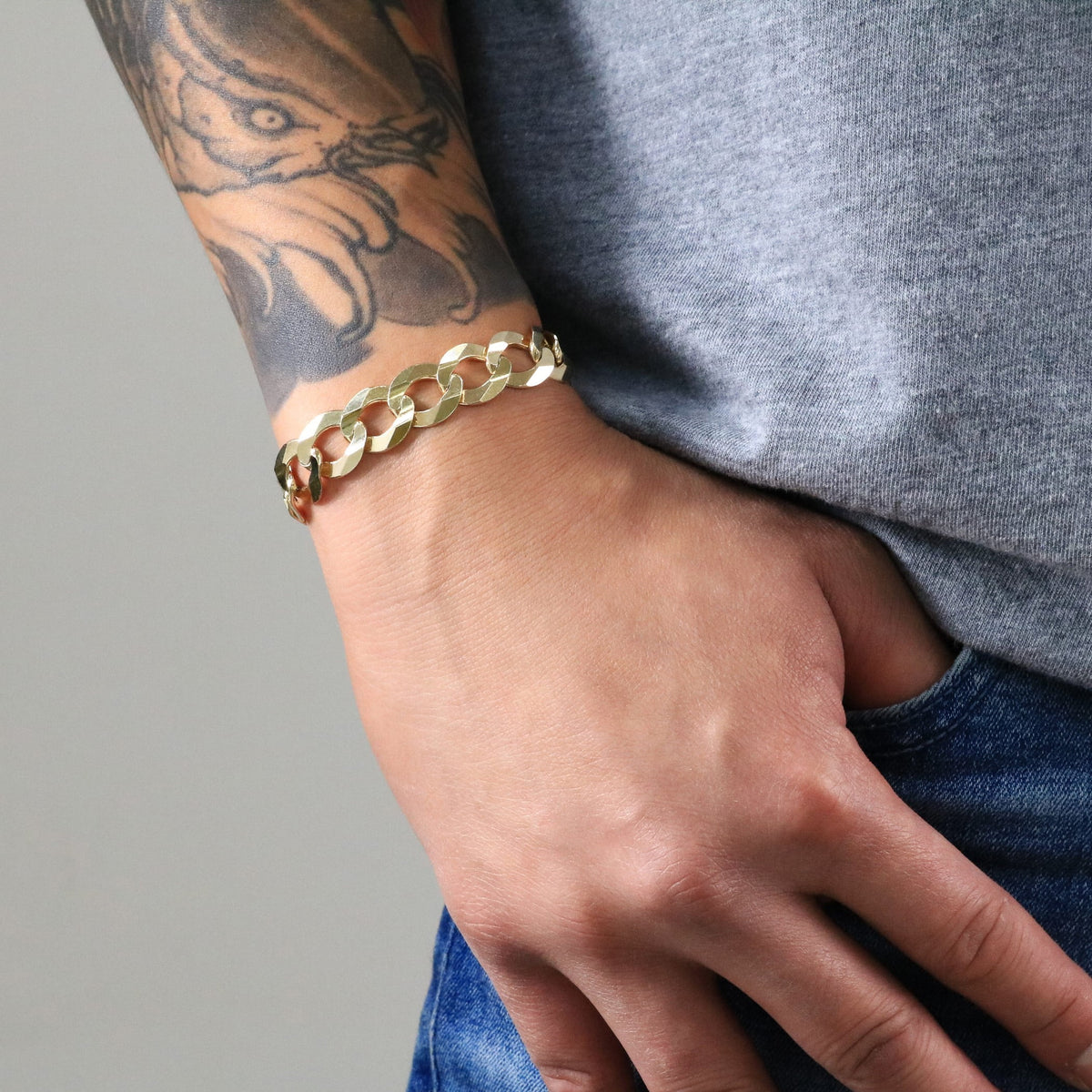 10k Yellow Gold Solid Cuban Link Chain Bracelet G607326