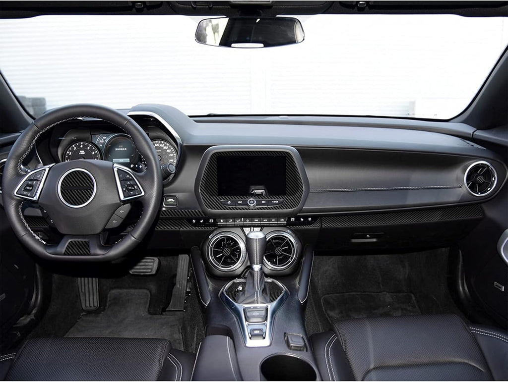 Carbon Fiber Texture Vinyl Wrap Center Console Dashboard Cover Interior Protective Decoration Accessories Sticker 28PCS Black G40336