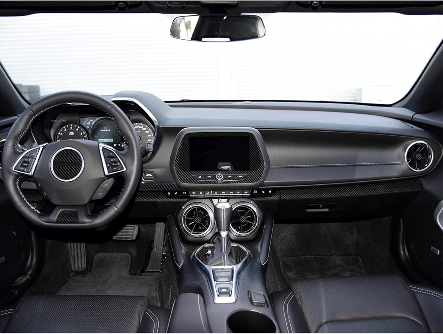 Carbon Fiber Texture Vinyl Wrap Center Console Dashboard Cover Interior Protective Decoration Accessories Sticker 28PCS Black G40336
