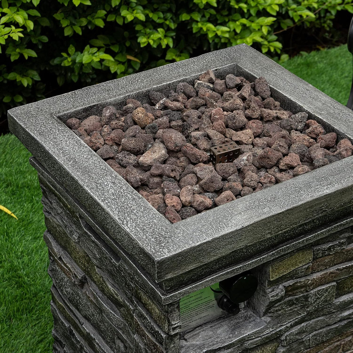 Square Propane Gas Fire Pit Table with Lava Rocks and PVC Cover U17219
