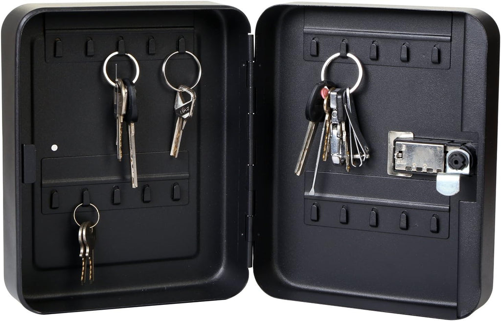Black Steel Key Cabinet Box with 24 Key Slots and Combination Lock Q49830