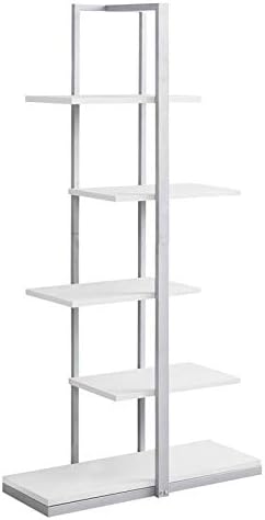 White 5 Shelf Metal Bookcase U4379