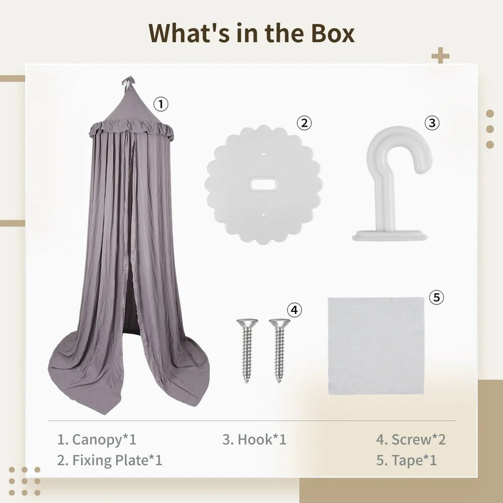 Grey Hanging Frills Ceiling Canopy B631