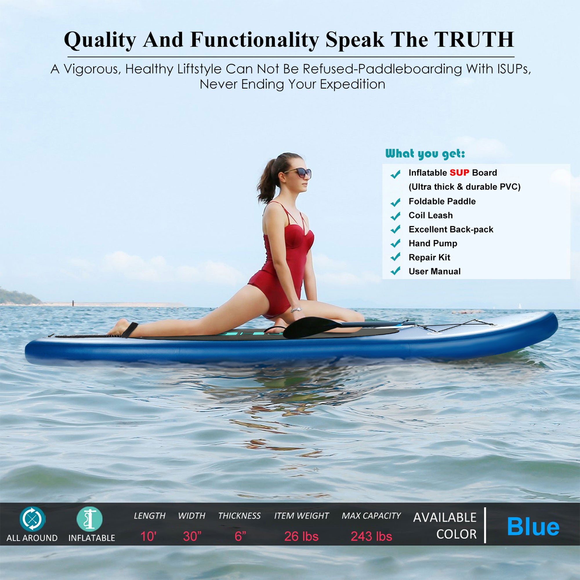 Blue Inflatable Stand Up Paddle Board A4224