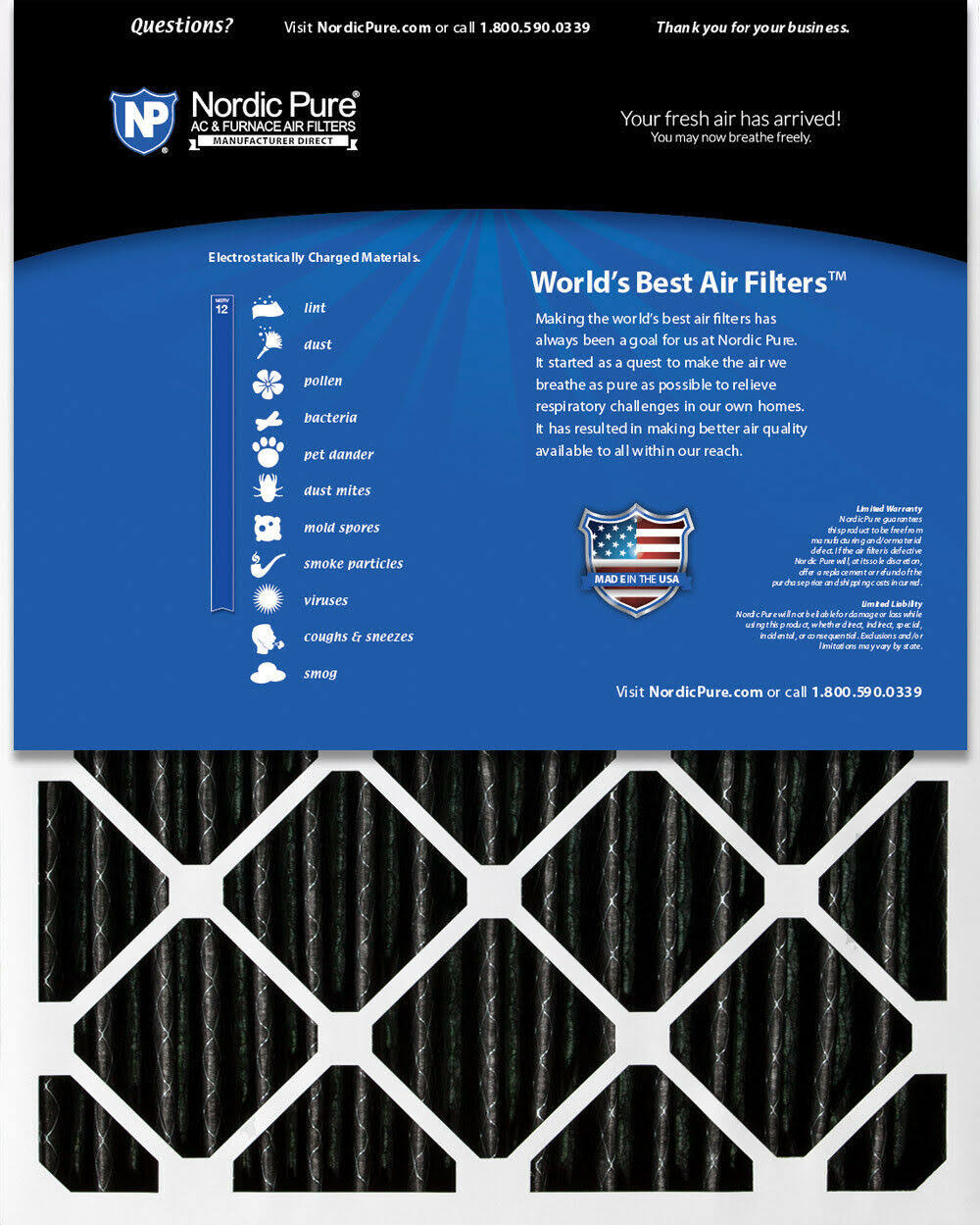 20x25x4 MERV 12 Pleated Carbon Air Filters 6 Pack S9649