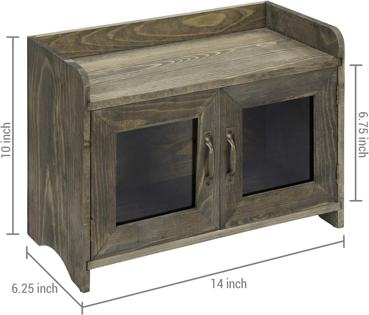 Rustic Gray Wood Storage Cabinet Shelves with Glass Windows Pack of 2 X538735